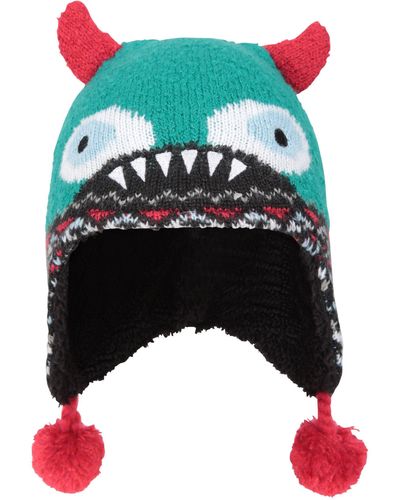Mountain Warehouse Alien Hat Fleece Lined Warm Knitted Headwear - Red