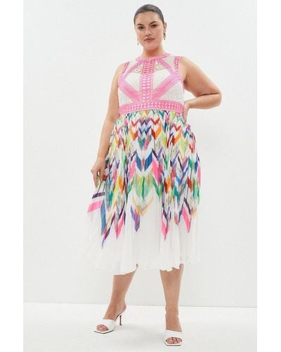 Coast Plus Size Nick Grindrod Print Trim Midi Dress - Multicolour