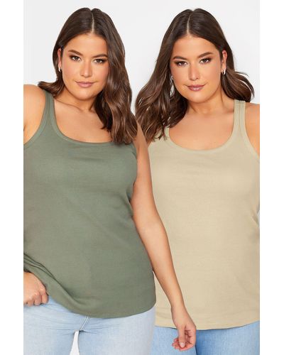 Yours 2 Pack Vest Tops - Green