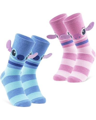 Disney Stitch 3d Fluffy Socks Pack Of 2 - Blue