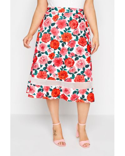 Yours Printed Skater Skirt - Red