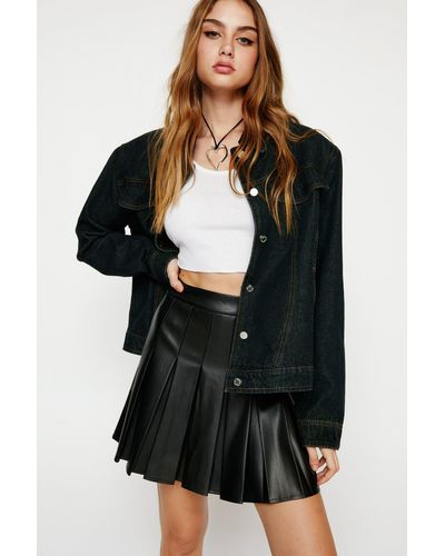 Nasty Gal Faux Leather Pleated Mini Skirt - Black