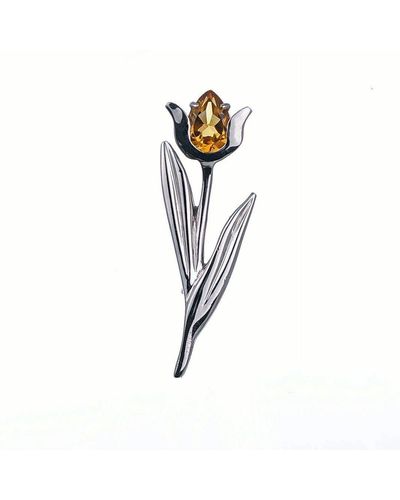 Ojewellery Citrine Brooch Tulip - Yellow