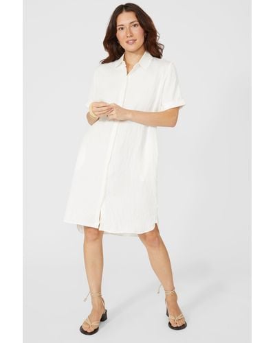 Mantaray Button Through Shirt Dress - White