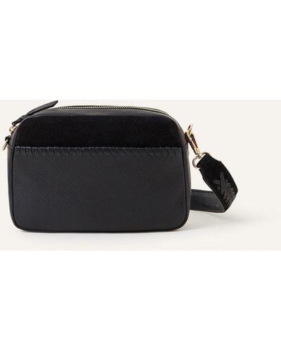 Accessorize Leather Stitch Detail Camera Bag - Black