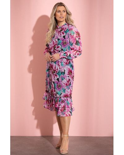 Klass Bouquet Printed Chiffon Midi Dress - Pink