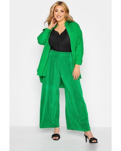 Yours Wide Leg Trousers - Green
