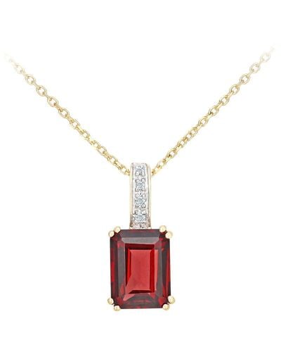 Jewelco London 9ct Gold Diamond Octagon 2ct Garnet Popsicle Necklace 16" - Dp1axl600ygt - Red