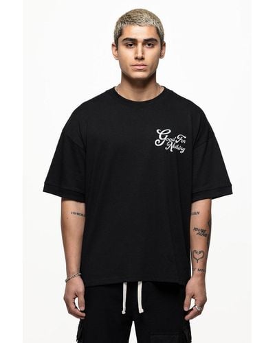 Good For Nothing Oversized Cotton T-shirt With Graphic Dancer Print - Black
