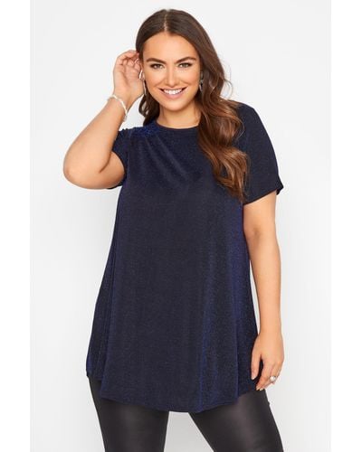 Yours Short Sleeve Swing Top - Blue