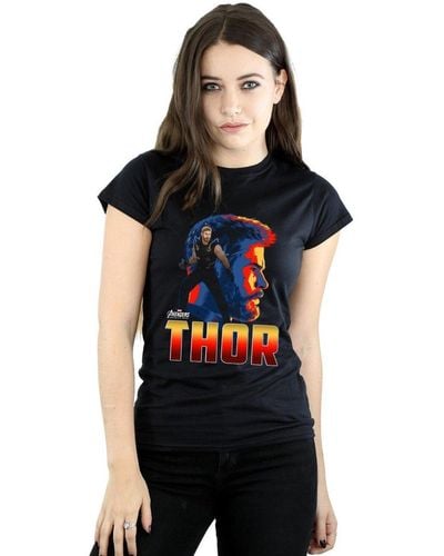 Marvel Avengers Infinity War Thor Character Cotton T-shirt - Black