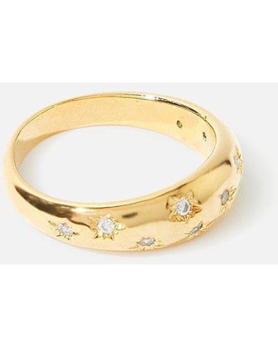 Accessorize Gold-plated Chunky Star Ring - White