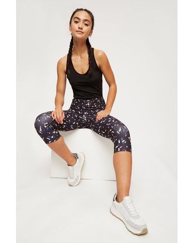 Dorothy Perkins Petite Abstract Print Active Cropped Leggings - White