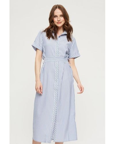 Dorothy Perkins Blue Stripe Shirt Midi Dress