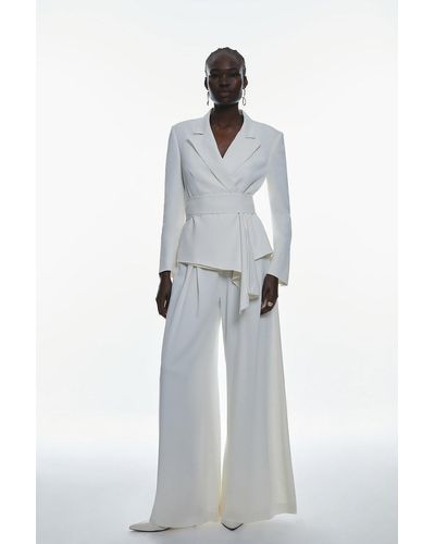 Karen Millen Petite Drape Detail Soft Detail Tailored Blazer - White