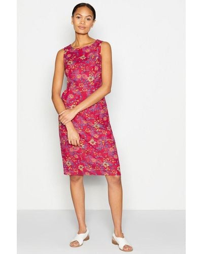 MAINE Watercolour Floral Print Shift Dress - Red
