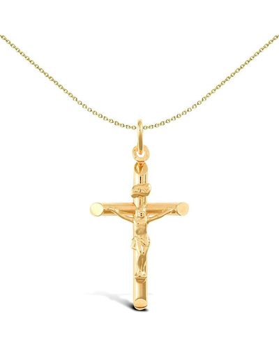 Jewelco London 9ct Gold Inri Crucifix Cross Pendant - Jpx012 - Metallic