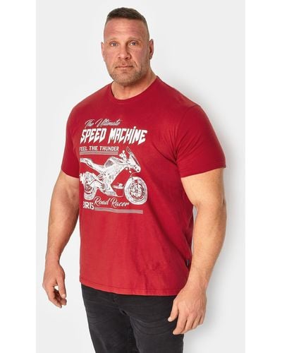 BadRhino Motorcycle Print Short Sleeve T-shirt - Red