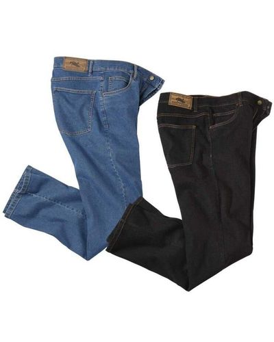 Atlas For Men Stretch Leather Label Regular Jeans Pack Of 2 - Blue