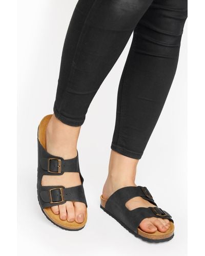 Long Tall Sally Two Buckle Footbed Sandals - Black