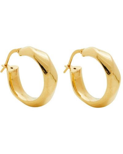 Simply Silver 14ct Gold Plated Sterling Silver Curved Hoop Earrings - Metallic