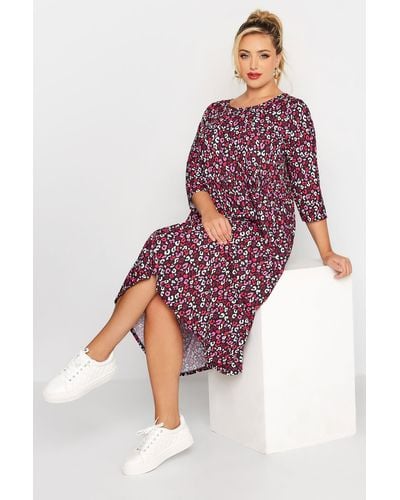 Yours Midi Smock Dress - Red