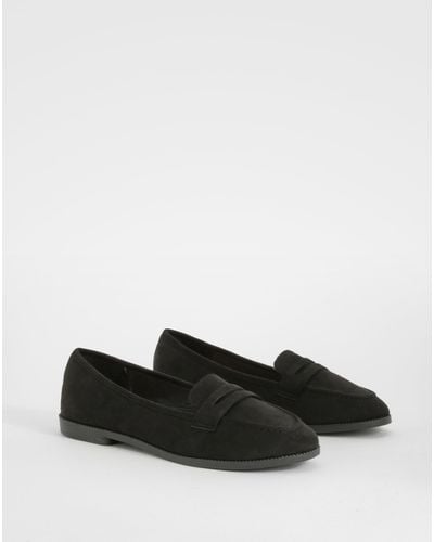 Boohoo Round Toe Basic Loafers - Black