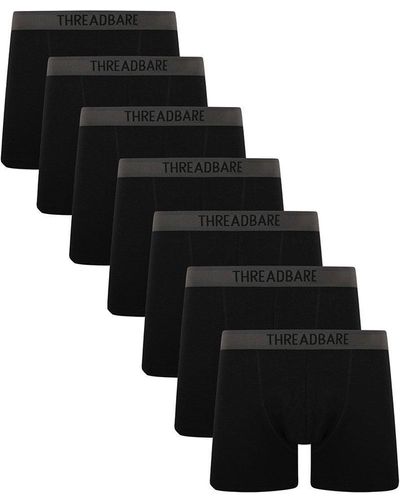 Threadbare 7 Pack 'prisms' Hipster Trunks - Black