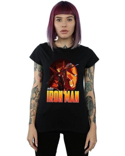 Marvel Avengers Infinity War Iron Man Character Cotton T-shirt - Black