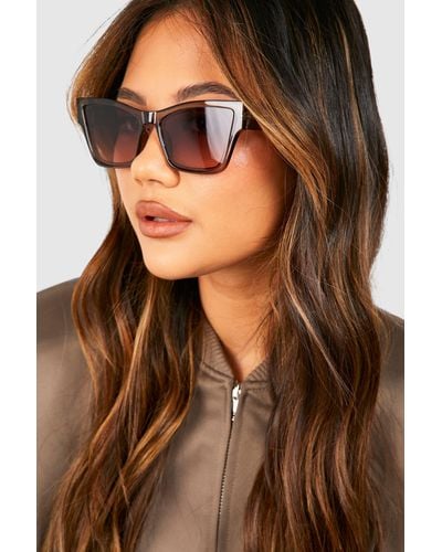 Boohoo Tinted Frame Sunglasses - Brown
