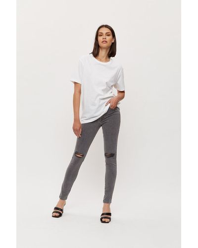 Dorothy Perkins Grey Rip Detail Alex Jeans - White