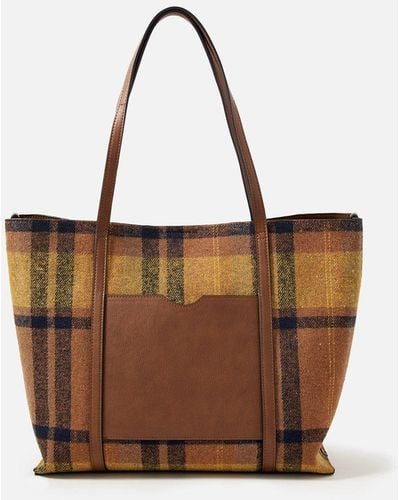 Accessorize 'carrie' Check Tote Bag - Brown