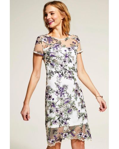 Hot Squash Embroidered Cap Sleeve Party Dress - White