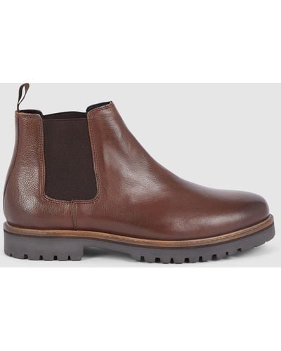Mantaray Harvey Leather Chunky Sole Chelsea Boot - Brown