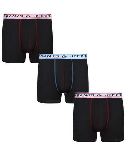 Jeff Banks 3 Pair Pack Sports Trunks - Black