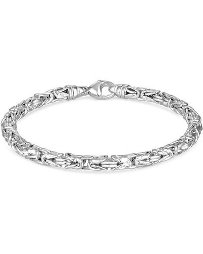 Simply Silver Sterling Silver 925 Square Bezanite Chain Bracelet - Metallic