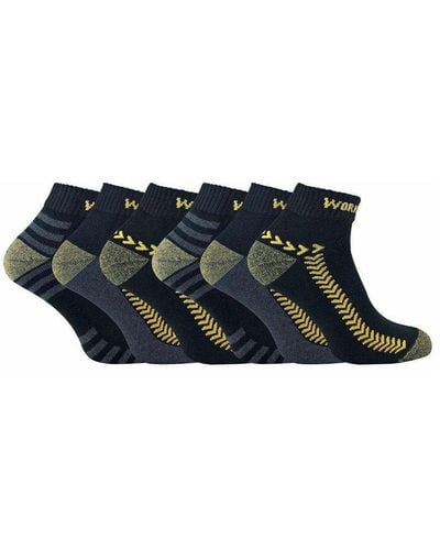 Sock Snob 6 Pairs Breathable Low Cut Work Socks With Reinforced Heel & Toe - Black