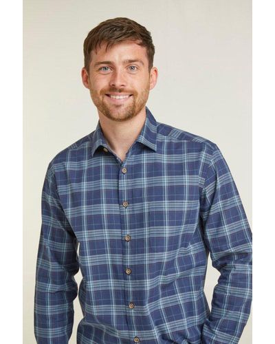 Double Two Blue & Grey Check Long Sleeve Casual Eco Shirt