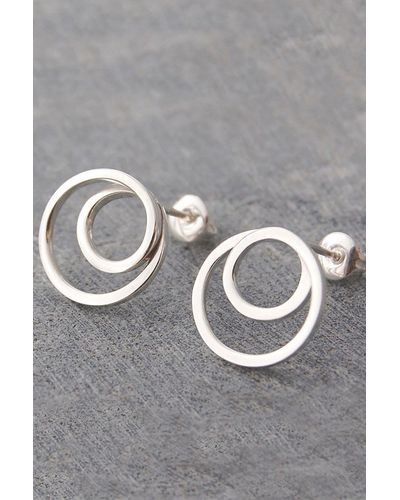Otis Jaxon London Sterling Silver Spiral Stud Hoop Earrings - Grey