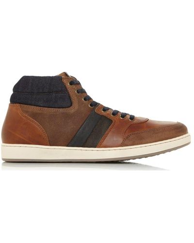 Dune 'vouch' Leather Hi Tops - Brown