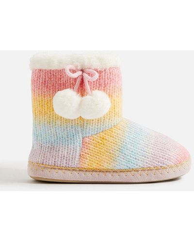 Accessorize Knit Rainbow Ombre Slipper Boots - Pink