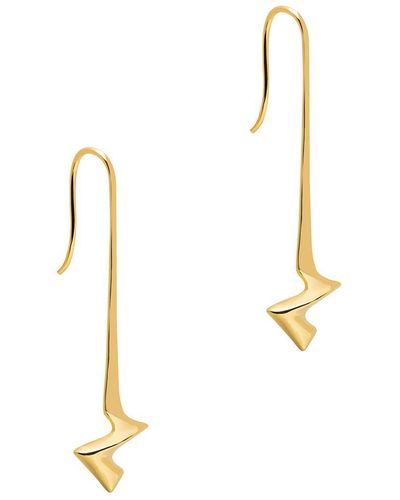 Pure Luxuries Gift Packaged 'justina' 18ct Yellow Gold 925 Silver Minimalist Angular Earrings - Metallic