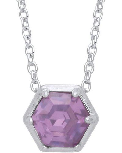 Jewelco London Silver Created Amethyst Hexagon Necklace - Gvk363am - Purple