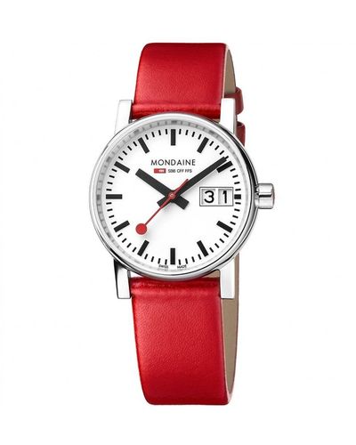 Mondaine Swiss Railways Evo2 30 Stainless Steel Classic Watch - Mse30210lc - Red