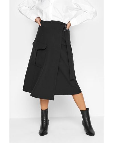 PixieGirl Petite Wrap Midi Skirt - Black