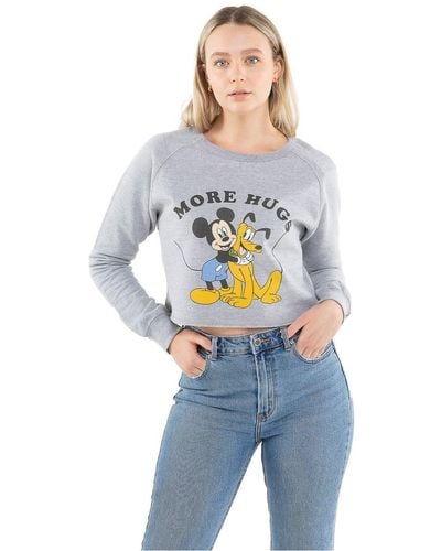 Disney Mickey Mouse More Hugs Cotton Cropped Sweatshirt - Blue