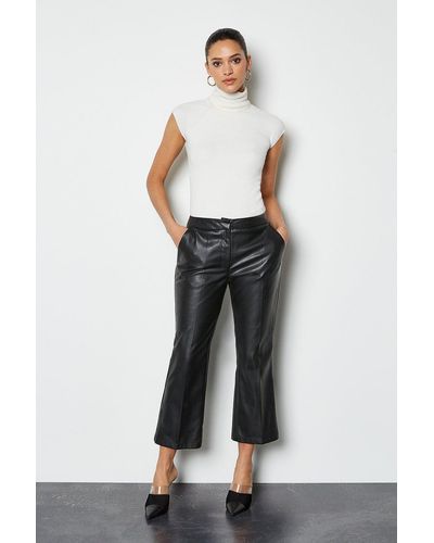 Karen Millen Faux Leather Cropped Trouser - White