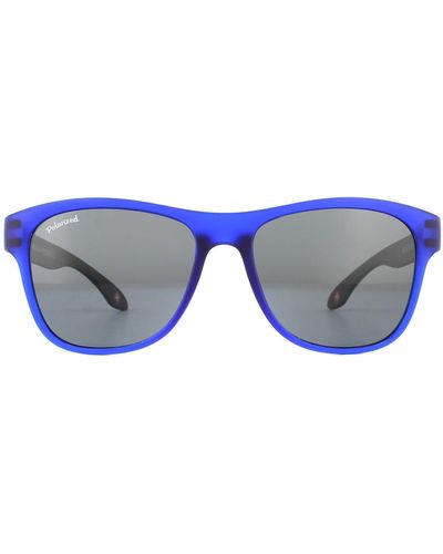 Montana Rectangle Blue With Black Rubbertouch Black Polarized Sunglasses