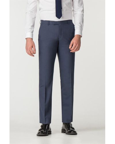Racing Green Tonal Puppytooth Tailored Fit Suit Trouser - Blue