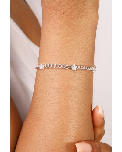 Caramel Jewellery London Silver 'starburst' Chunky Chain Charm Bracelet - White